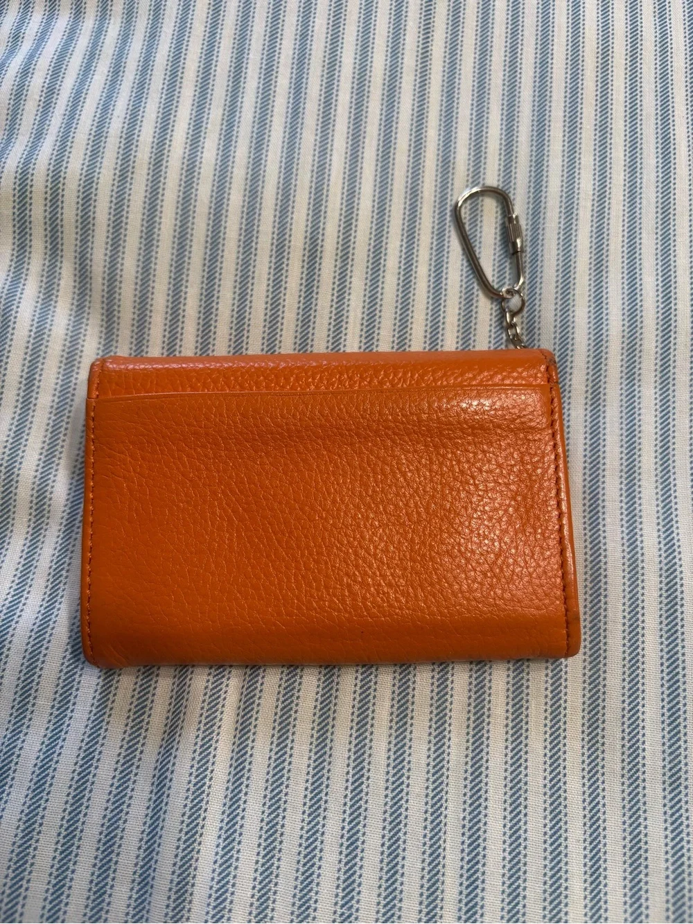 Talbots Orange Pebbled Leather Key Card Wallet
